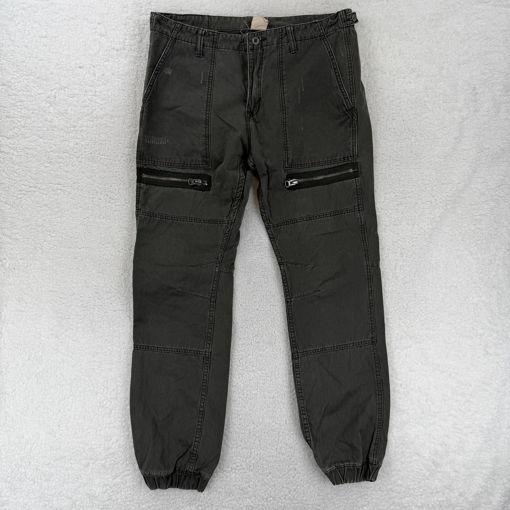 Holton Pants Mens 34x30 Gray‎ Jogger Tapered Leg Zip Pockets Cuffed Biker Y2K